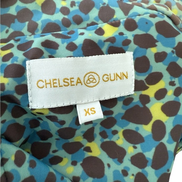 Chelsea & Gunn Elegant Blue & Green Neon 3/4 Sleeves Dress Size Xsmall - Picture 6 of 8